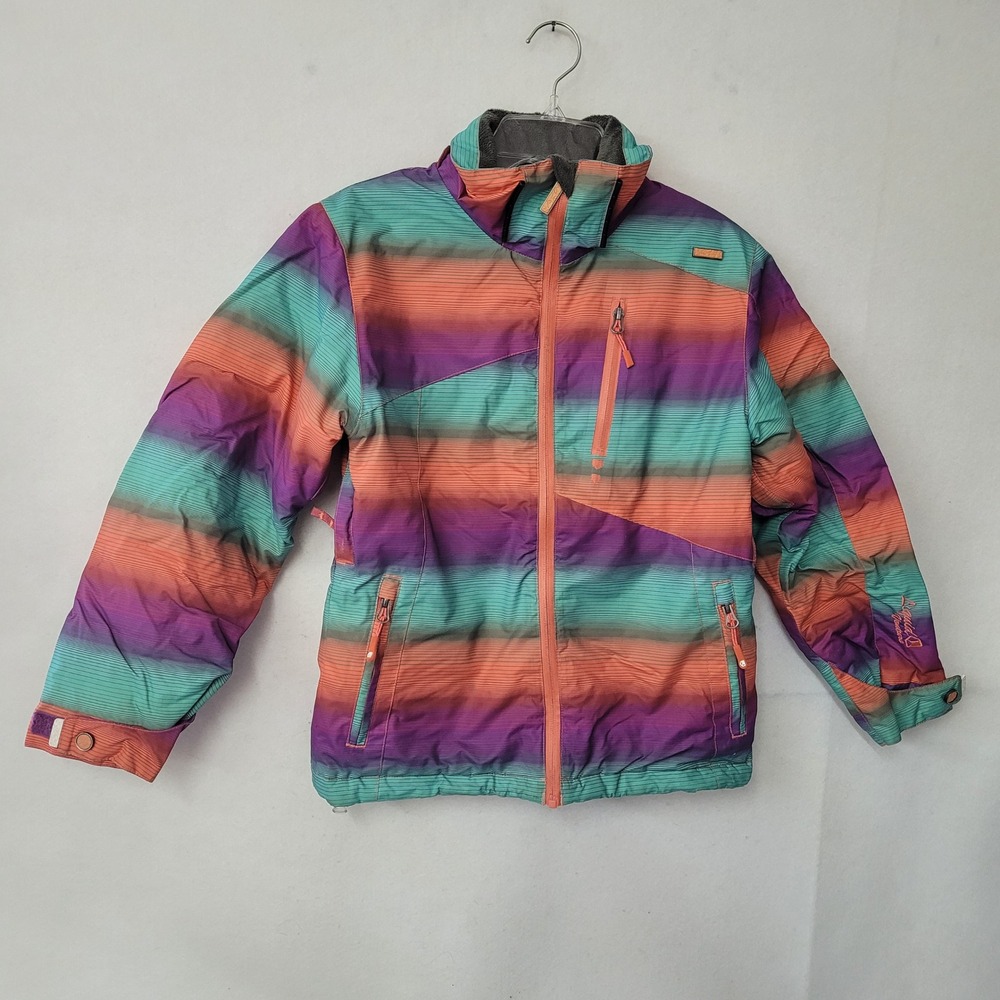 Liquid Venture Ski Snowboard Jacket Kids M Rainbow Stripe‎ Waterproof Breathable